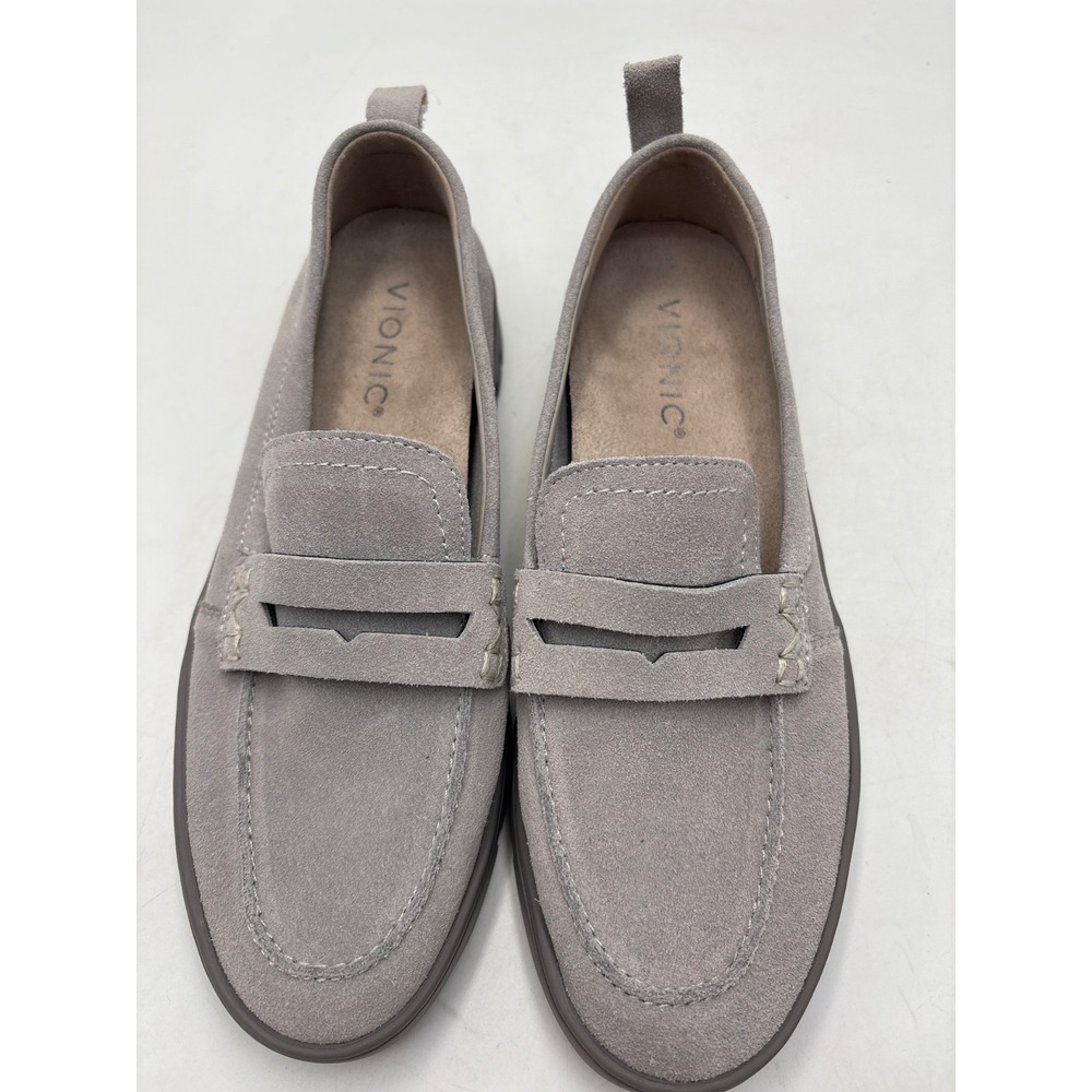 NEW‎ VIONIC Womens Sz 6.5 Uptown Loafer Light Gray Suede Leather MSRP$120